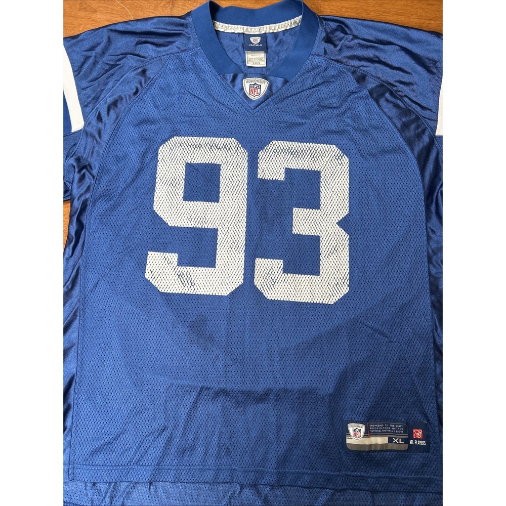 Vintage Indianapolis Colts Jersey Men's Size XL Blue NFL #93 Freeney
